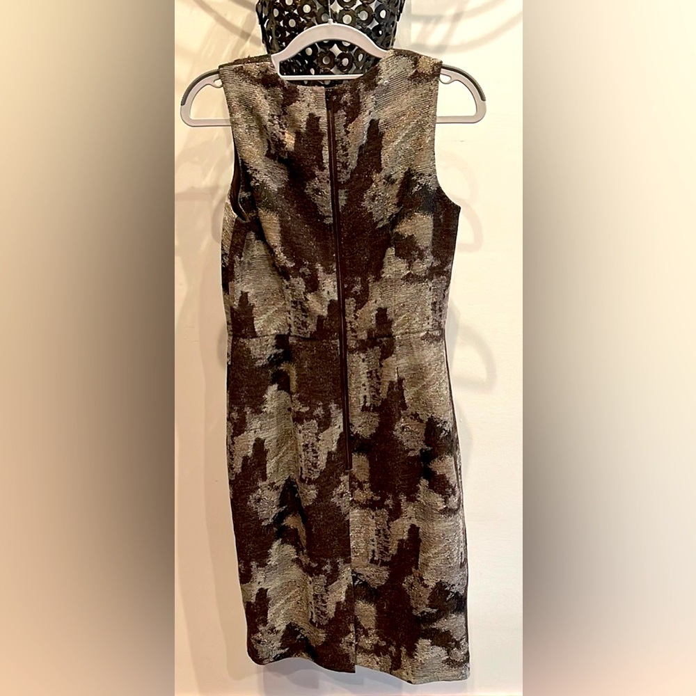 Banana Republic Brown and Tan with metallic thread Sheath Dress